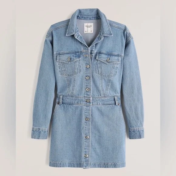 💛 bundle- $40 Abercrombie & Fitch Blue Long Sleeve Denim Dress - Picture 2 of 7